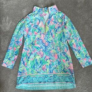 Lilly Pulitzer Blue and Pink Tropical Swim Coverup